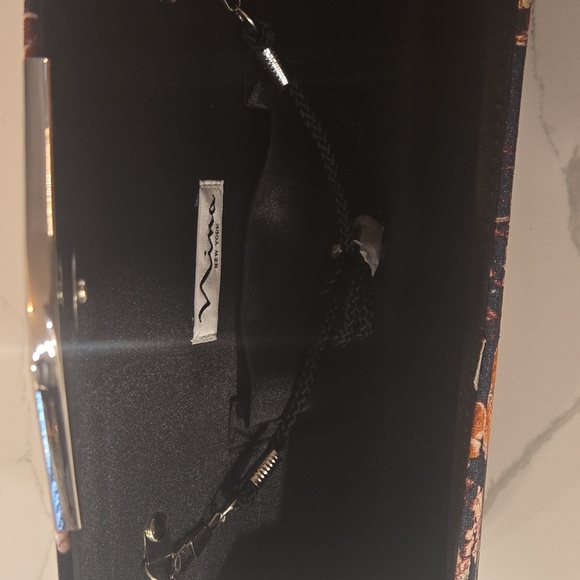 Floral Velvet Convertible Clutch Shoulder Evening Formal Black - Picture 3 of 5